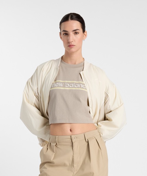 NEW BALANCE（ニューバランス）の「Athletics リニアロゴショートスリーブTシャツ（Tシャツ/カットソー・レディース・ホワイト/グレイッシュベージュ・LARGE/MEDIUM/SMALL）」の4枚目の写真