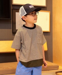 布帛コンビ ボーダー Tシャツ 2025SS（100～140cm）