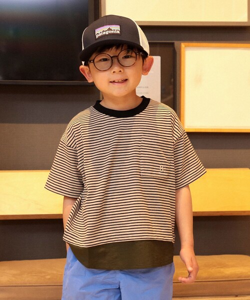 B:MING by BEAMS(ビーミングバイビームス)の「布帛コンビ ボーダー Tシャツ 2025SS(100~140cm)(Tシャツ/カットソー・キッズ・ベージュ/ブラウン系その他4・140/130/110/100/120)」の3枚目の写真