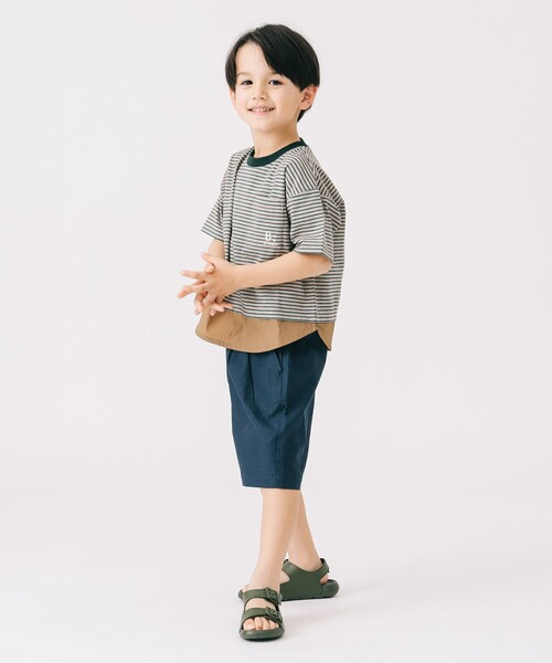 B:MING by BEAMS(ビーミングバイビームス)の「布帛コンビ ボーダー Tシャツ 2025SS(100~140cm)(Tシャツ/カットソー・キッズ・ベージュ/ブラウン系その他4・140/130/110/100/120)」の6枚目の写真