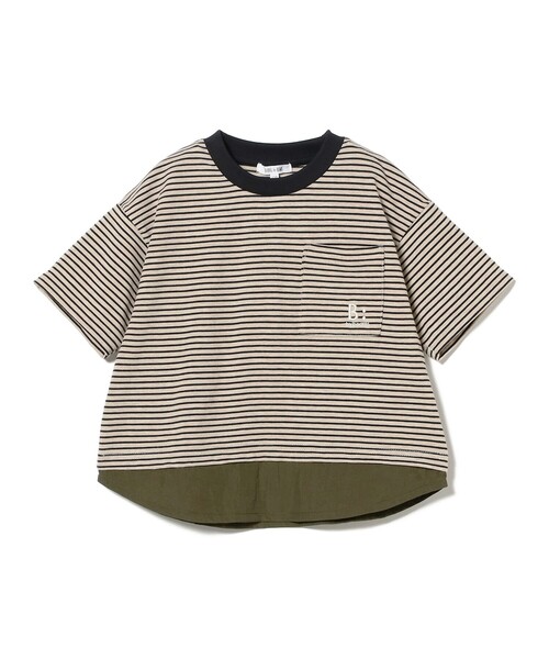 B:MING by BEAMS(ビーミングバイビームス)の「布帛コンビ ボーダー Tシャツ 2025SS(100~140cm)(Tシャツ/カットソー・キッズ・ベージュ/ブラウン系その他4・140/130/110/100/120)」の7枚目の写真
