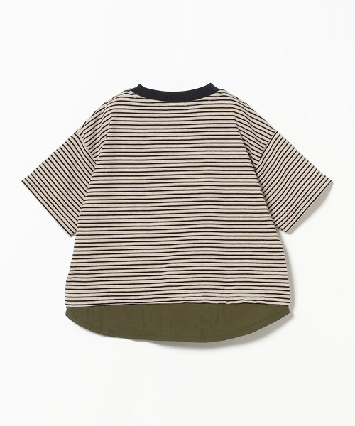 B:MING by BEAMS(ビーミングバイビームス)の「布帛コンビ ボーダー Tシャツ 2025SS(100~140cm)(Tシャツ/カットソー・キッズ・ベージュ/ブラウン系その他4・140/130/110/100/120)」の8枚目の写真