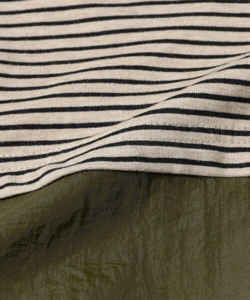 B:MING by BEAMS(ビーミングバイビームス)の「布帛コンビ ボーダー Tシャツ 2025SS(100~140cm)(Tシャツ/カットソー・キッズ・ベージュ/ブラウン系その他4・140/130/110/100/120)」の9枚目の写真
