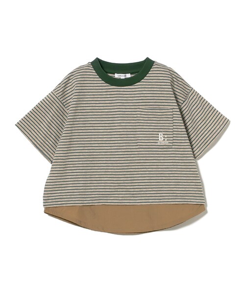 B:MING by BEAMS(ビーミングバイビームス)の「布帛コンビ ボーダー Tシャツ 2025SS(100~140cm)(Tシャツ/カットソー・キッズ・ベージュ/ブラウン系その他4・140/130/110/100/120)」の10枚目の写真