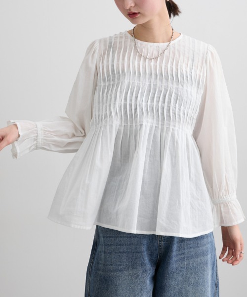 nissen(ニッセン)の「【インド綿】ピンタック使いブラウス(シャツ/ブラウス・レディース・オフホワイト/カーキ・LL/S/M/L)」の19枚目の写真