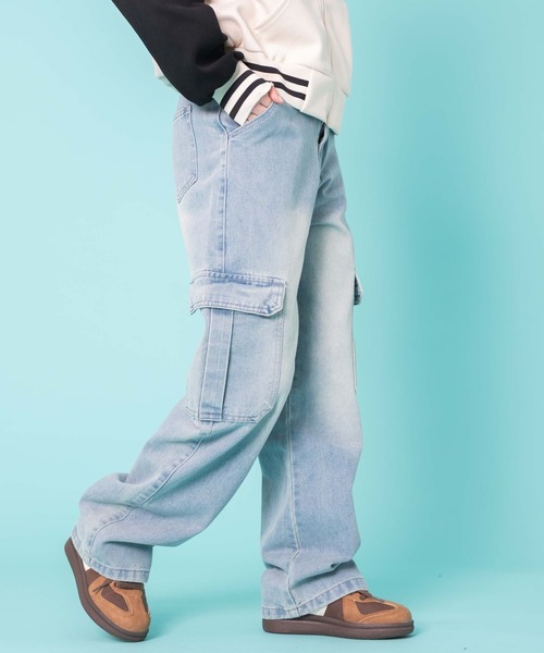 WOND（ウォンド）の「WOND/ワイドカーゴデニム（デニムパンツ・レディース・ライトインディゴブルー・MEDIUM/SMALL）」の5枚目の写真
