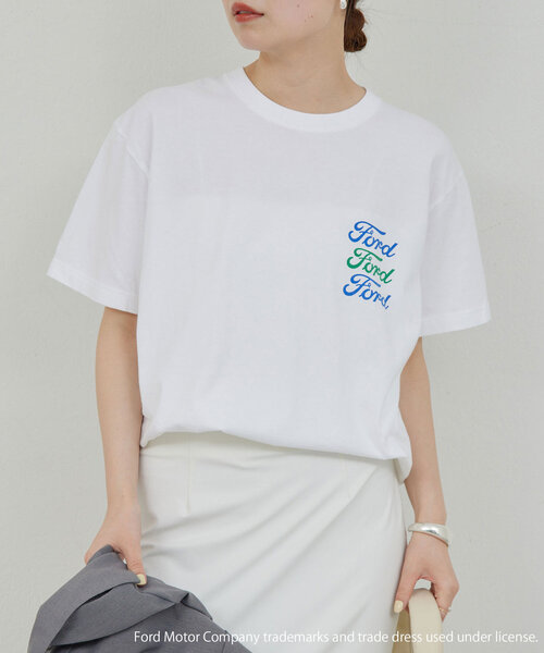 GALLARDAGALANTE(ガリャルダガランテ)の「【GOOD ROCK SPEED】Ford プリントTシャツ②(Tシャツ/カットソー・レディース・ホワイト/チャコールグレー・FREE)」の1枚目の写真