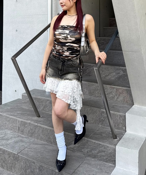 SPIRALGIRL（スパイラルガール）の「カモフラベアトップ（チューブトップ・レディース・ベージュ系/グリーン系・FREE）」の9枚目の写真