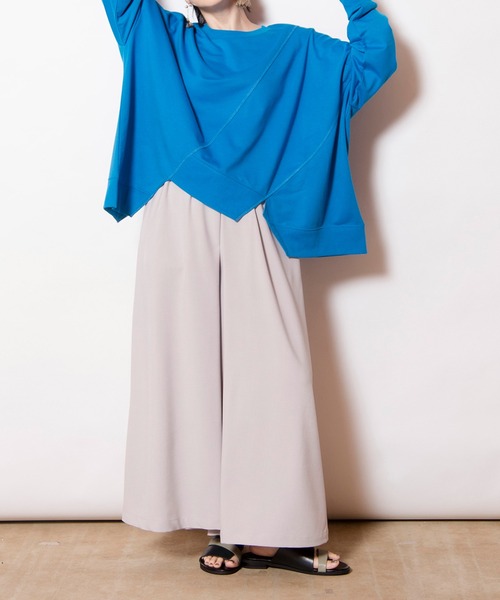 OSMOSIS（オズモーシス）の「裏毛切替プルオーバー（Tシャツ/カットソー・レディース・ライトグリーン/ブラック/ブルー/グレー・ONE SIZE）」の12枚目の写真