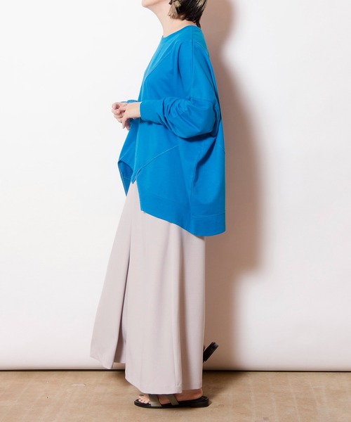 OSMOSIS（オズモーシス）の「裏毛切替プルオーバー（Tシャツ/カットソー・レディース・ライトグリーン/ブラック/ブルー/グレー・ONE SIZE）」の13枚目の写真