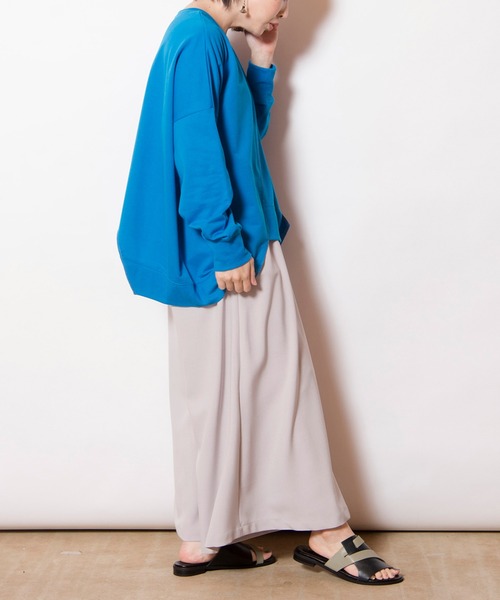 OSMOSIS（オズモーシス）の「裏毛切替プルオーバー（Tシャツ/カットソー・レディース・ライトグリーン/ブラック/ブルー/グレー・ONE SIZE）」の15枚目の写真