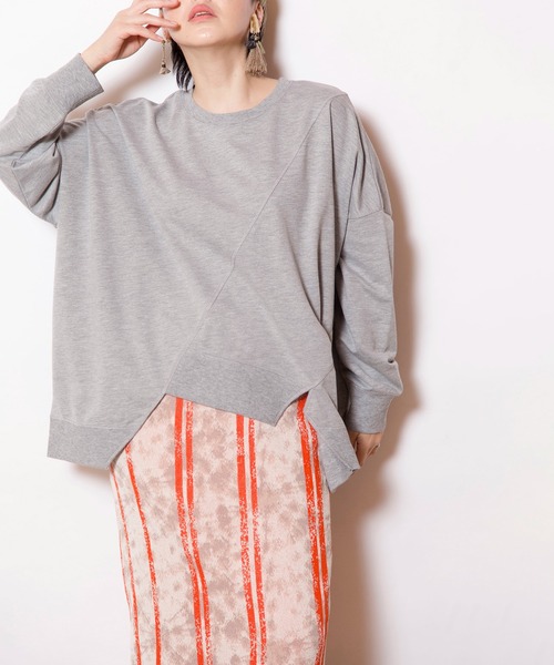 OSMOSIS（オズモーシス）の「裏毛切替プルオーバー（Tシャツ/カットソー・レディース・ライトグリーン/ブラック/ブルー/グレー・ONE SIZE）」の19枚目の写真