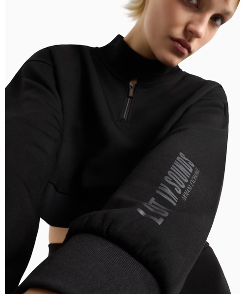 【A|X アルマーニ エクスチェンジ】LIS AXロゴ ハーフジップモックネックスウェットプルオーバー