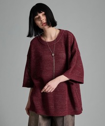 VELNUS（ベルナス）の「【VELNUS】Watermark knitting loose short sleeve lame summer knit/透かし編みルーズ半袖ラメサマーニット（Tシャツ/カットソー）」