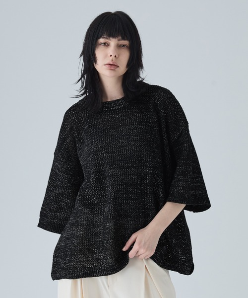 VELNUS 透かし編みルーズ半袖ステッチサマーカーディガン VELNUS | 【VELNUS】Watermark knitting loose short sleeve