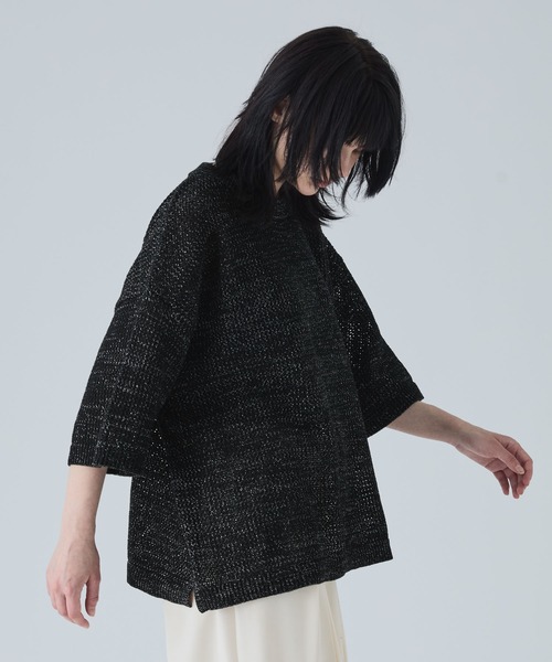 VELNUS（ベルナス）の「【VELNUS】Watermark knitting loose short sleeve lame summer knit/透かし編みルーズ半袖ラメサマーニット（ニット/セーター・メンズ・ホワイト/ブルー/ブラック・S/M/L）」の19枚目の写真