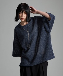 VELNUS（ベルナス）の「【VELNUS】Watermark knitting loose short sleeve lame summer knit/透かし編みルーズ半袖ラメサマーニット（ニット/セーター）」