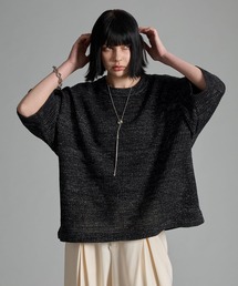 VELNUS（ベルナス）の「【VELNUS】Watermark knitting loose short sleeve lame summer knit/透かし編みルーズ半袖ラメサマーニット（ニット/セーター）」
