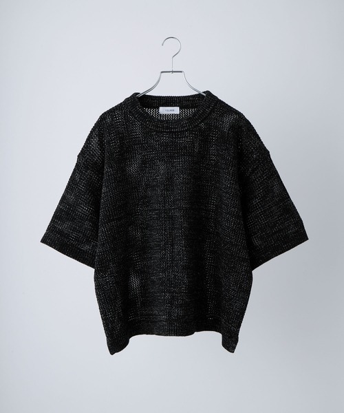 VELNUS（ベルナス）の「【VELNUS】Watermark knitting loose short sleeve lame summer knit/透かし編みルーズ半袖ラメサマーニット（Tシャツ/カットソー・メンズ・ホワイト/ブルー/ブラック/ブラウン/ボルドー・S/M/L）」の9枚目の写真