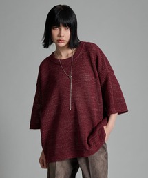 VELNUS（ベルナス）の「【VELNUS】Watermark knitting loose short sleeve lame summer knit/透かし編みルーズ半袖ラメサマーニット（ニット/セーター）」