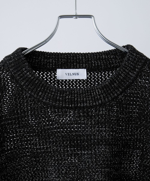 新品未使用 【VELNUS】透かし編みルーズ半袖ラメサマーニット ブラックL VELNUS（ベルナス）の「【VELNUS】Watermark knitting loose