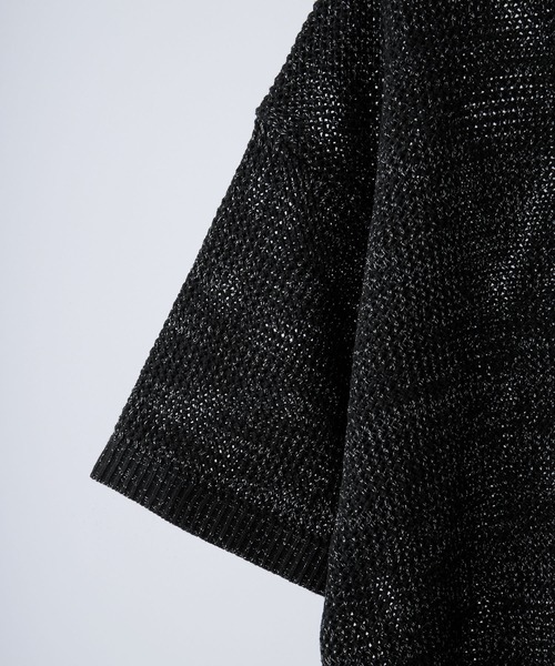 VELNUS（ベルナス）の「【VELNUS】Watermark knitting loose short sleeve lame summer knit/透かし編みルーズ半袖ラメサマーニット（Tシャツ/カットソー・メンズ・ホワイト/ブルー/ブラック/ブラウン/ボルドー・S/M/L）」の13枚目の写真