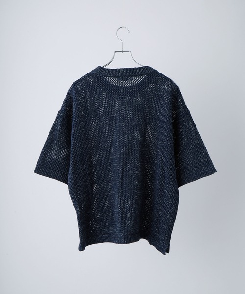 VELNUS】Watermark knitting loose short sleeve lame summer