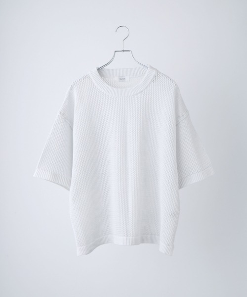 VELNUS（ベルナス）の「【VELNUS】Watermark knitting loose short sleeve lame summer knit/透かし編みルーズ半袖ラメサマーニット（Tシャツ/カットソー・メンズ・ホワイト/ブルー/ブラック/ブラウン/ボルドー・S/M/L）」の19枚目の写真