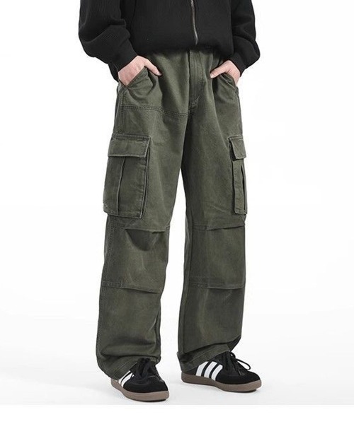 NEW GENTLEMAN（ニュージェントルマン）の「ラングレー ワイドストレート カーゴパンツ（カーゴパンツ・メンズ・ダークグレー/オリーブ・M/S/L）」の3枚目の写真