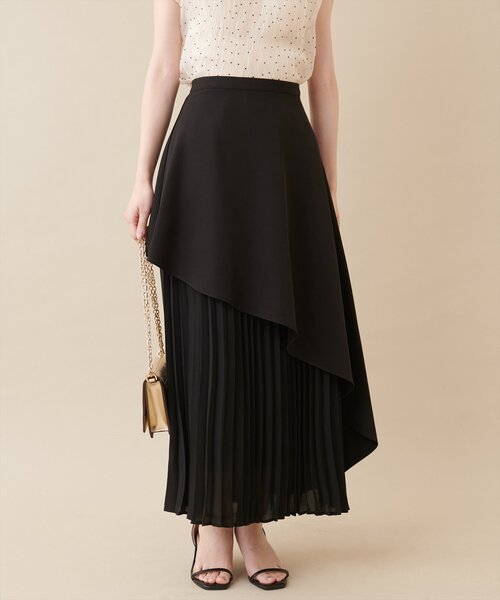natural couture（ナチュラルクチュール）の「【大人ナチュ】アシメプリーツスカート（スカート・レディース・オフホワイト/ブラック・FREE）」の7枚目の写真
