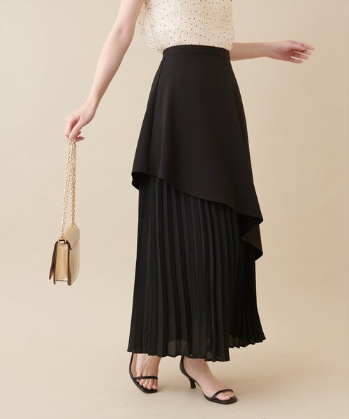 natural couture（ナチュラルクチュール）の「【大人ナチュ】アシメプリーツスカート（スカート・レディース・オフホワイト/ブラック・FREE）」の9枚目の写真