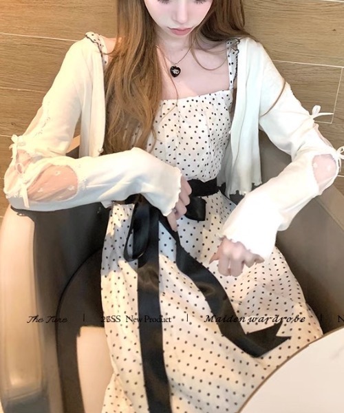 Achic（アシック）の「リボン付きフリルレーススリーブカーディガン（カーディガン/ボレロ・レディース・ピンク/アイボリー・M）」の16枚目の写真
