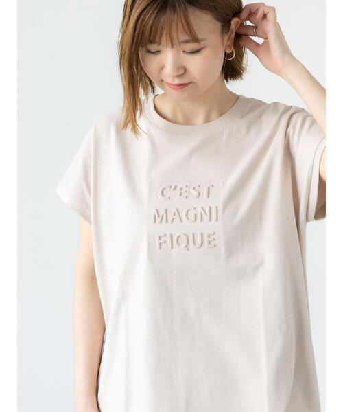 Lugnoncure（ルノンキュール）の「エンボスロゴTシャツ（Tシャツ/カットソー・レディース・ブラック/オフホワイト/ブルー/ベージュ・F）」の4枚目の写真