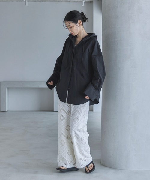 【新品】drugstore's♡レースこお花がオシャレなゆったりパンツ♡Ｆサイズ feepur パンツ 「TALLサイズあり」レースパンツ レディース