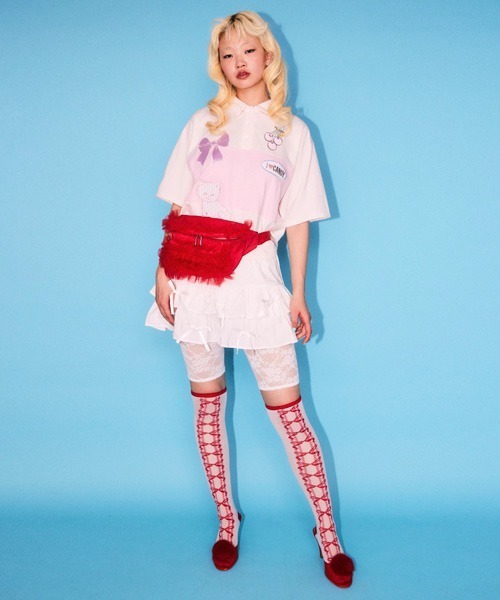 Candy Stripper（キャンディストリッパー）の「RIBBON SKIRT LAYERED パンツ（その他パンツ・レディース・ブラック/オフホワイト/レッド・FREE）」の4枚目の写真