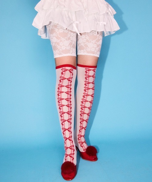 Candy Stripper（キャンディストリッパー）の「RIBBON SKIRT LAYERED パンツ（その他パンツ・レディース・ブラック/オフホワイト/レッド・FREE）」の7枚目の写真