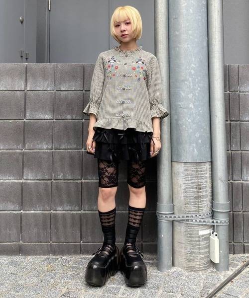 Candy Stripper（キャンディストリッパー）の「RIBBON SKIRT LAYERED パンツ（その他パンツ・レディース・ブラック/オフホワイト/レッド・FREE）」の16枚目の写真