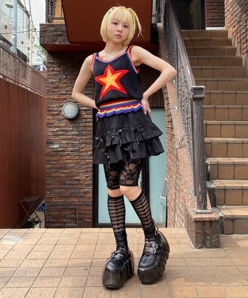 Candy Stripper（キャンディストリッパー）の「RIBBON SKIRT LAYERED パンツ（その他パンツ・レディース・ブラック/オフホワイト/レッド・FREE）」の11枚目の写真