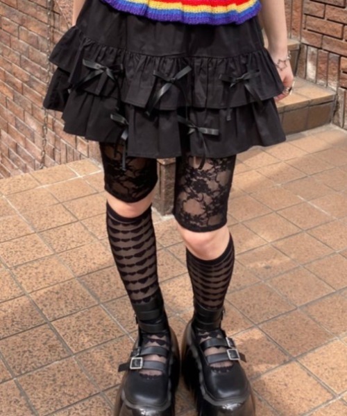 Candy Stripper（キャンディストリッパー）の「RIBBON SKIRT LAYERED パンツ（その他パンツ・レディース・ブラック/オフホワイト/レッド・FREE）」の13枚目の写真