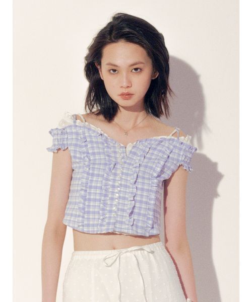 FURFUR（ファーファー）の「フリルデザインブラウス（Tシャツ/カットソー・レディース・ブラック/ライトブルー/ホワイト・FREE）」の4枚目の写真