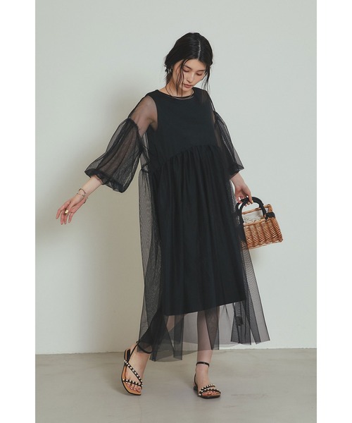 素敵★MARCHESA NOTTE スパンコール付き チュール ワンピース ラメチュールワンピース - ベルーナ【公式】