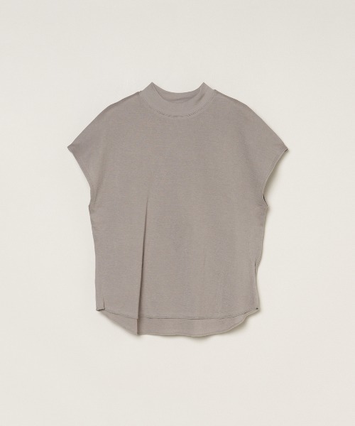 three dots(スリードッツ)の「ダブルガーゼ モックネックTシャツ(Tシャツ/カットソー・レディース・ブラック系その他/グレー系その他/ベージュ・MEDIUM/SMALL)」の2枚目の写真