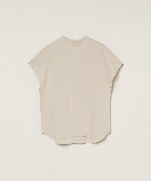 three dots(スリードッツ)の「ダブルガーゼ モックネックTシャツ(Tシャツ/カットソー・レディース・ブラック系その他/グレー系その他/ベージュ・MEDIUM/SMALL)」の4枚目の写真
