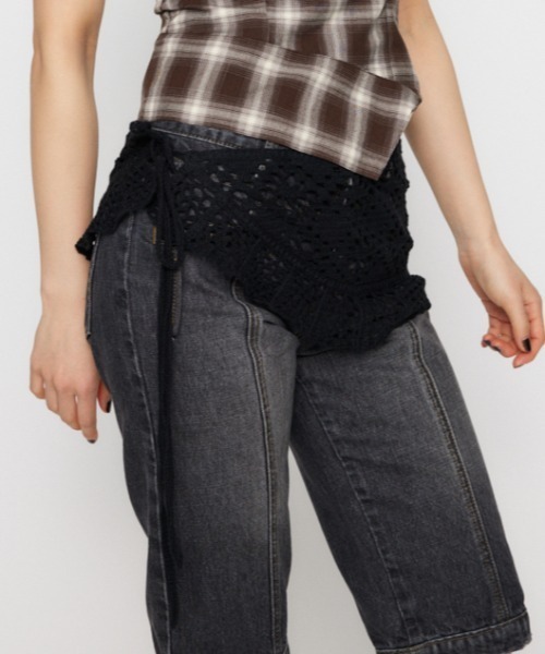 LAGUA GEM（ラグアジェム）の「CROCHET WRAP ベルト（ベルト・レディース・アイボリー/ブラック・FREE）」の2枚目の写真