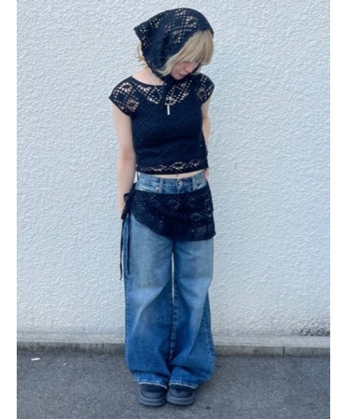 LAGUA GEM（ラグアジェム）の「CROCHET WRAP ベルト（ベルト・レディース・アイボリー/ブラック・FREE）」の17枚目の写真