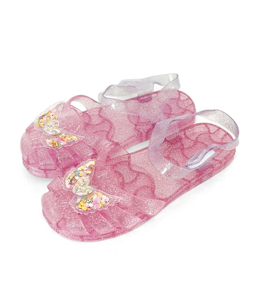 SOROTTO（ソロット）の「マジックテープ 蝶モチーフのラメ入りジェリーサンダル（サンダル・キッズ・ホワイト/ピンク/パープル・31(19-19.5㎝)/32(20-20.5㎝)/33(20.5-21㎝)/34(21-21.5㎝)/29(18-18.5㎝)/30(18.5-19㎝)/35(22cm)）」の16枚目の写真