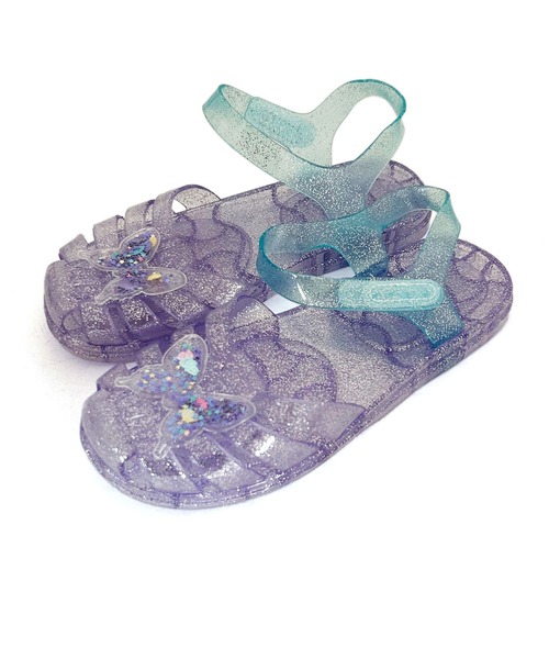 SOROTTO（ソロット）の「マジックテープ 蝶モチーフのラメ入りジェリーサンダル（サンダル・キッズ・ホワイト/ピンク/パープル・31(19-19.5㎝)/32(20-20.5㎝)/33(20.5-21㎝)/34(21-21.5㎝)/29(18-18.5㎝)/30(18.5-19㎝)/35(22cm)）」の17枚目の写真