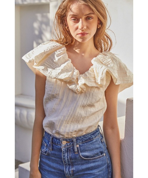Estella.K(エステラケー)の「Parker Top オフショルケープブラウス(シャツ/ブラウス・レディース・ホワイト/ネイビー/キャメル/レンガ・FREE)」の2枚目の写真