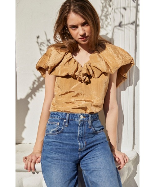 Estella.K(エステラケー)の「Parker Top オフショルケープブラウス(シャツ/ブラウス・レディース・ホワイト/ネイビー/キャメル/レンガ・FREE)」の19枚目の写真