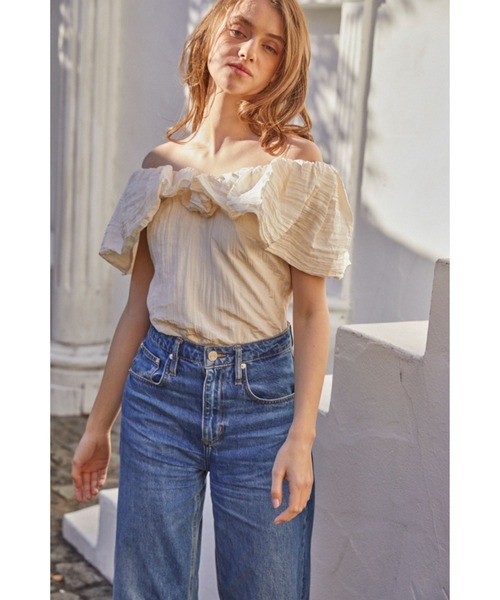 Estella.K(エステラケー)の「Parker Top オフショルケープブラウス(シャツ/ブラウス・レディース・ホワイト/ネイビー/キャメル/レンガ・FREE)」の5枚目の写真